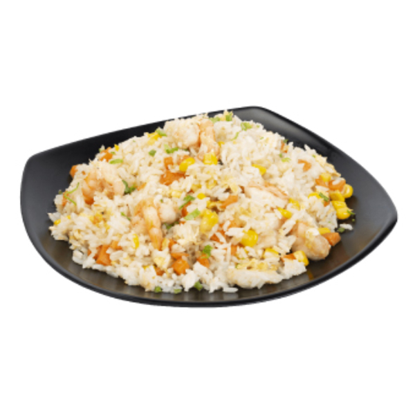 Arroz frito con gambas y verduras